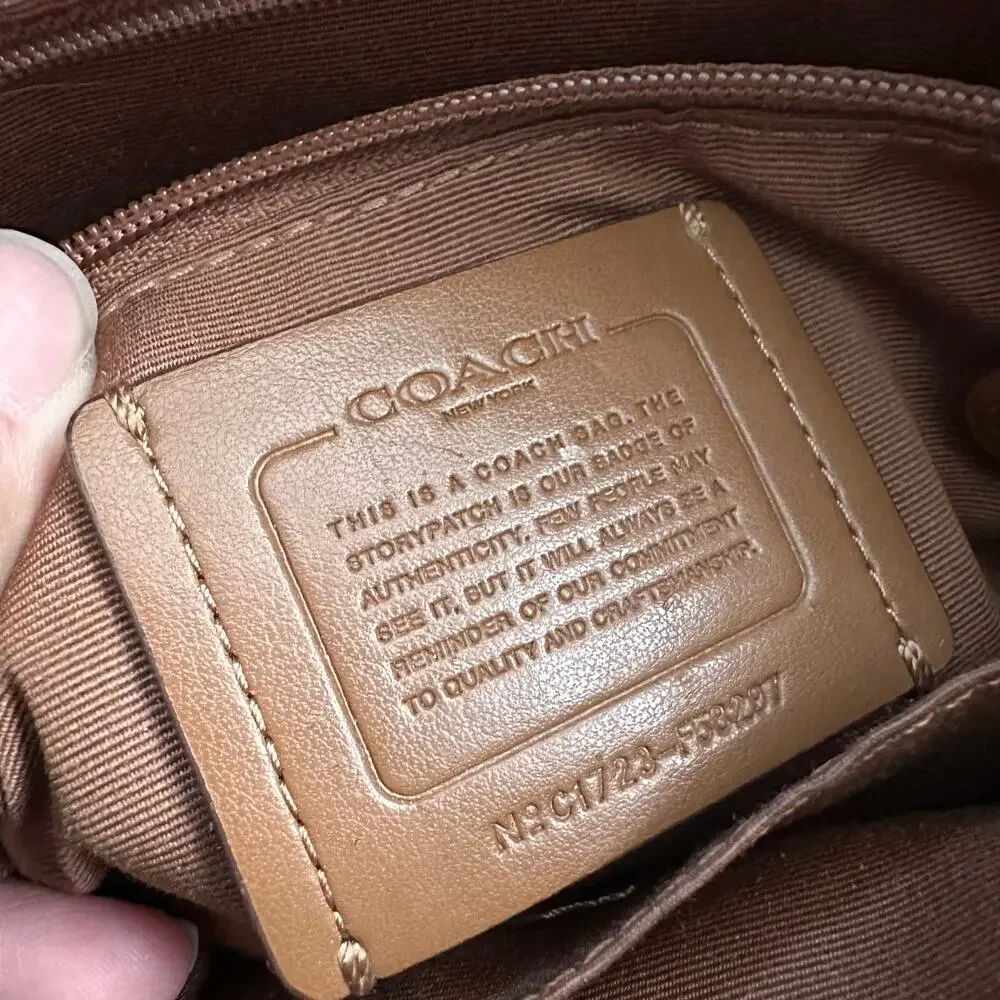 Coach Brown Tan Signature Slim File Crossbody Coated Canvas Bag C1723